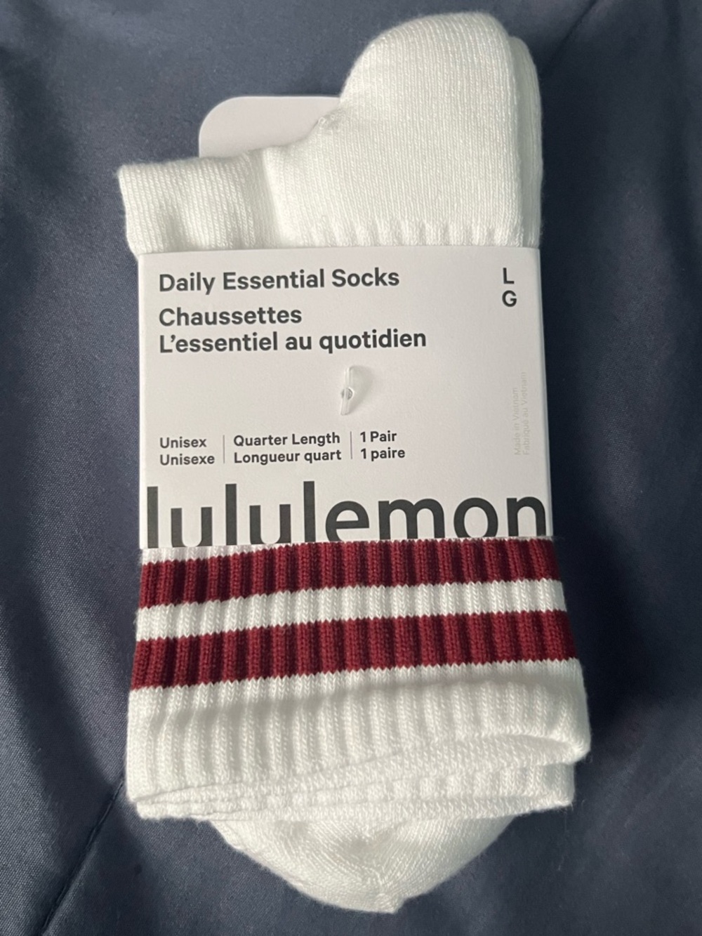 ๐ NWT Lululemon Unisex Daily Essential Socks - White/Rockwood - Sz Large